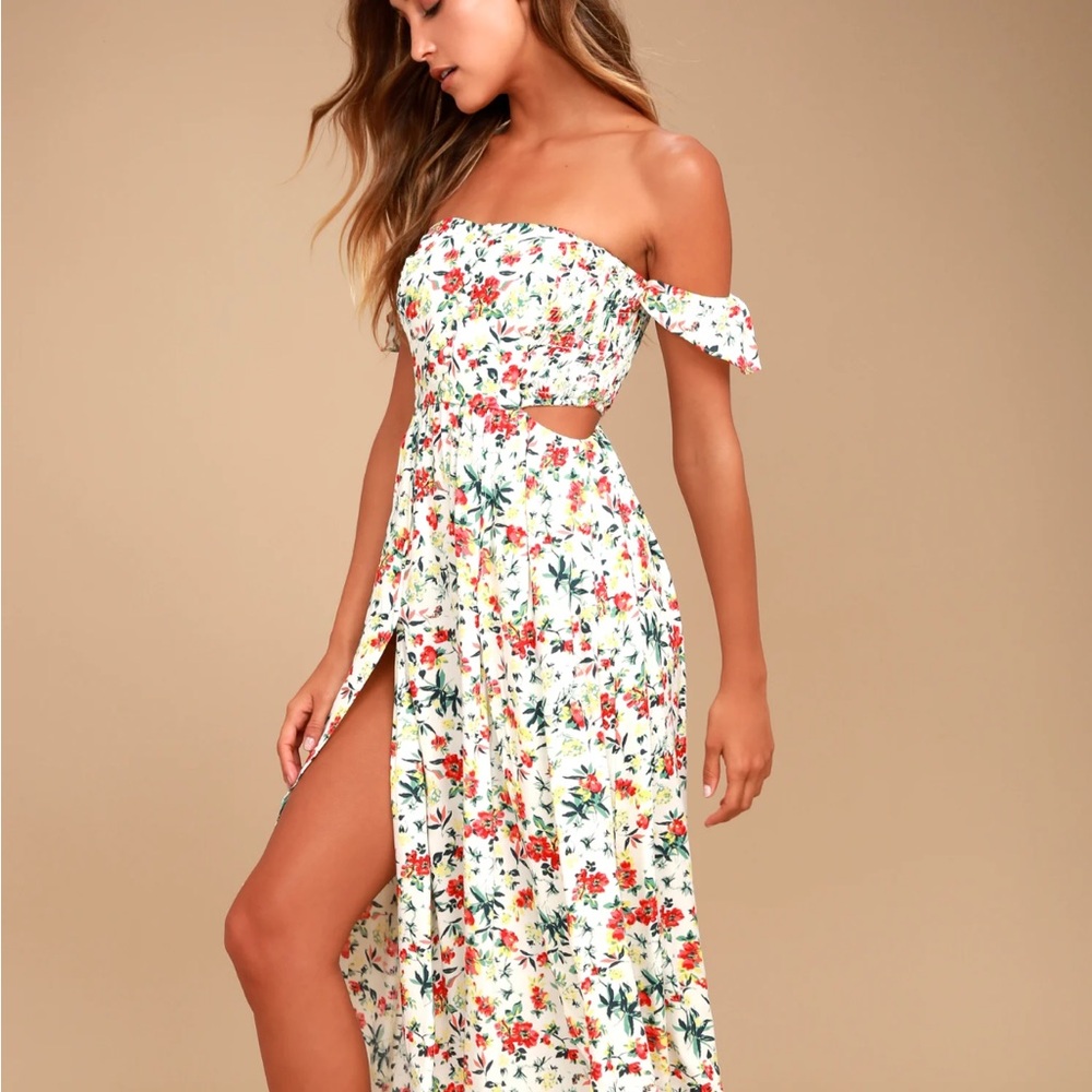Lulu’s Easy on the Eyes Off the Shoulder Maxi Dress